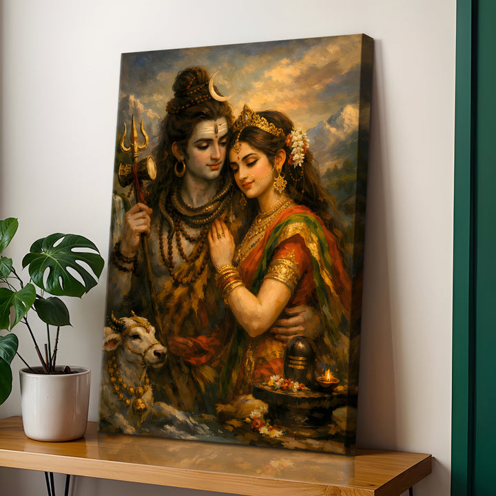 Lord Shiva Wall Art | HD Canvas Print Gallery Wrap Painting | Ready to Hang | Perfect for Pooja Room & Office Décor | Size: 20x30 Inch (SHWA08)