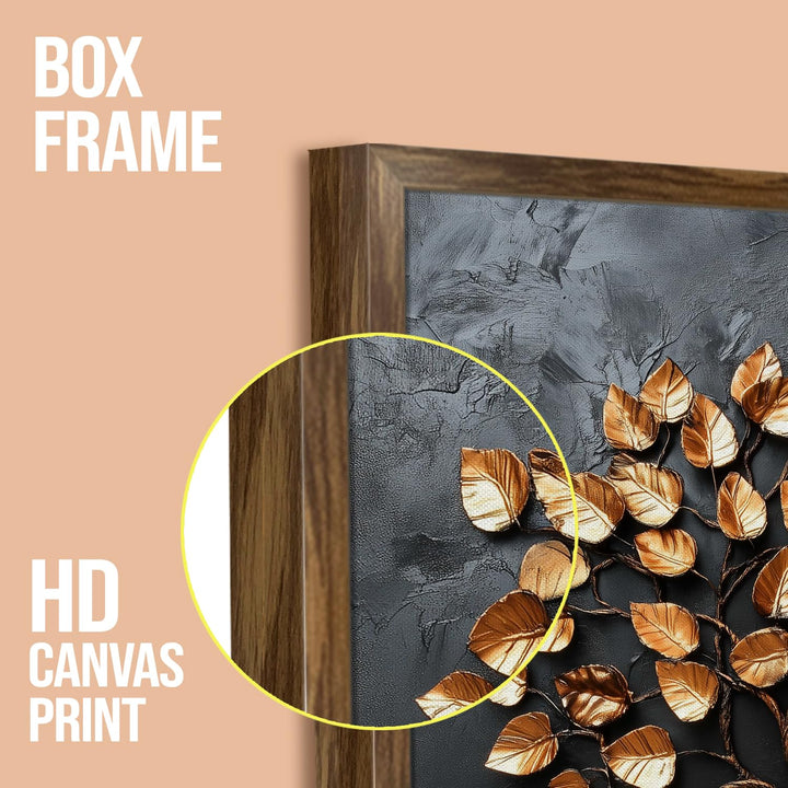 Abstract Golden Lucky Wish tree, HD Canvas Print, Framed, Ready to Hang. (20 In x 30 In) (LWISWA76)