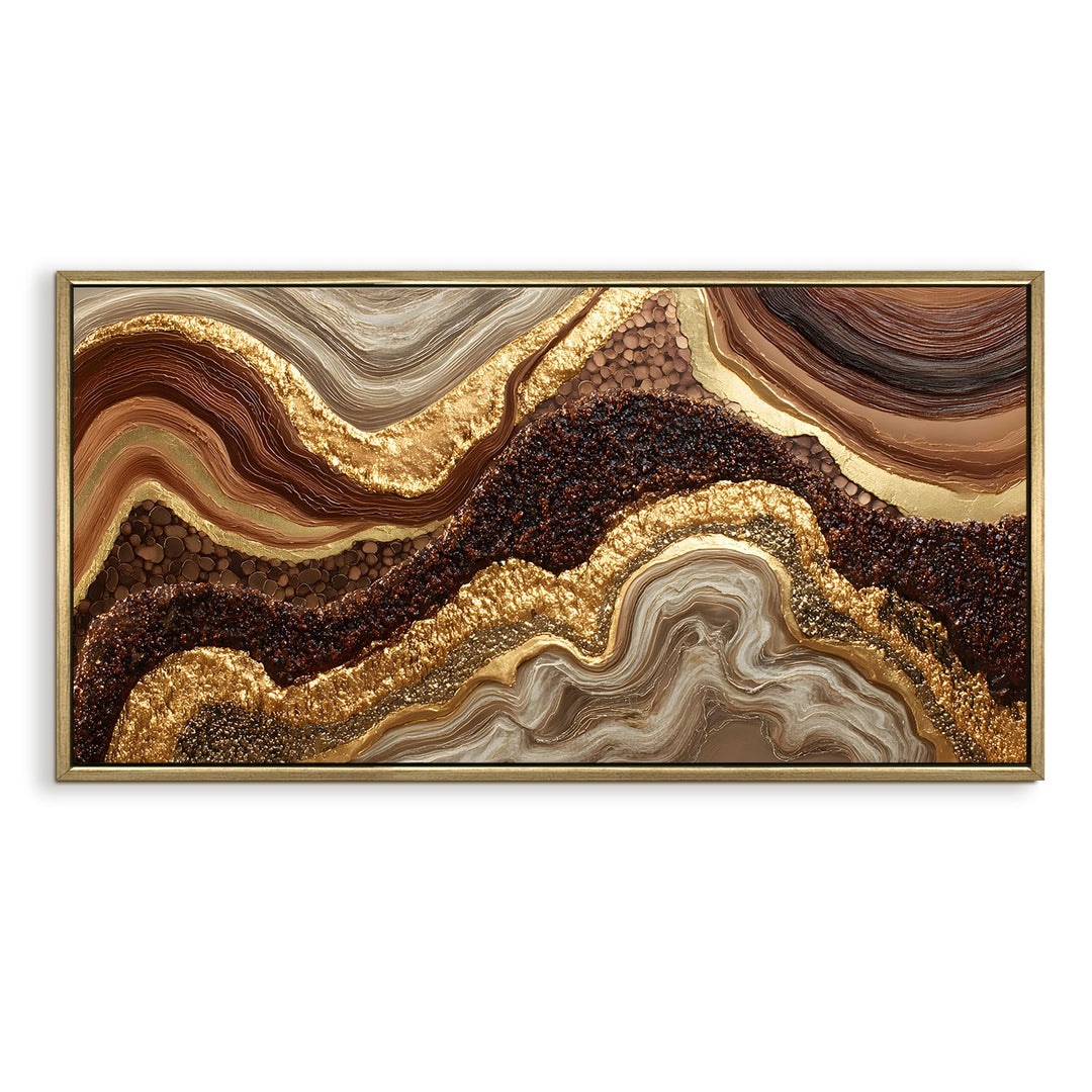 Fluid Abstract Wall Art 24x48 Inch | Golden Floater Frame HD Canvas Print | Ready to Hang (ABSWA134)
