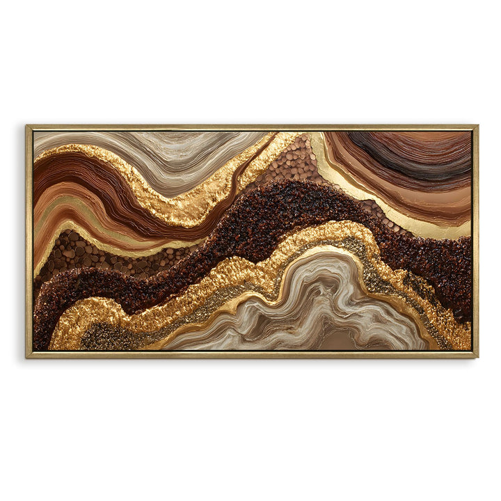 Fluid Abstract Wall Art 24x48 Inch | Golden Floater Frame HD Canvas Print | Ready to Hang (ABSWA134)