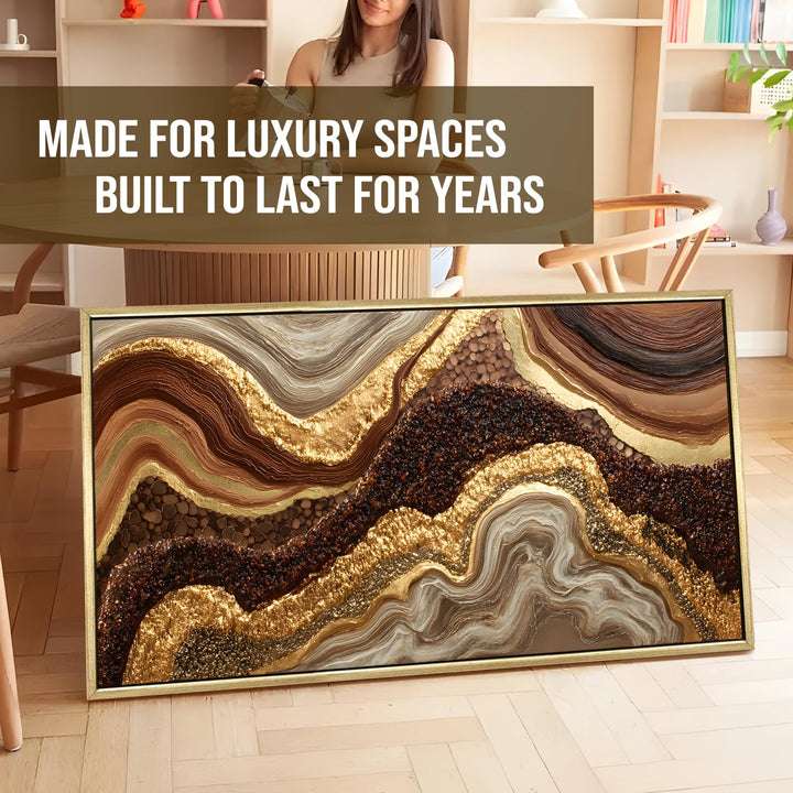 Fluid Abstract Wall Art 24x48 Inch | Golden Floater Frame HD Canvas Print | Ready to Hang (ABSWA134)