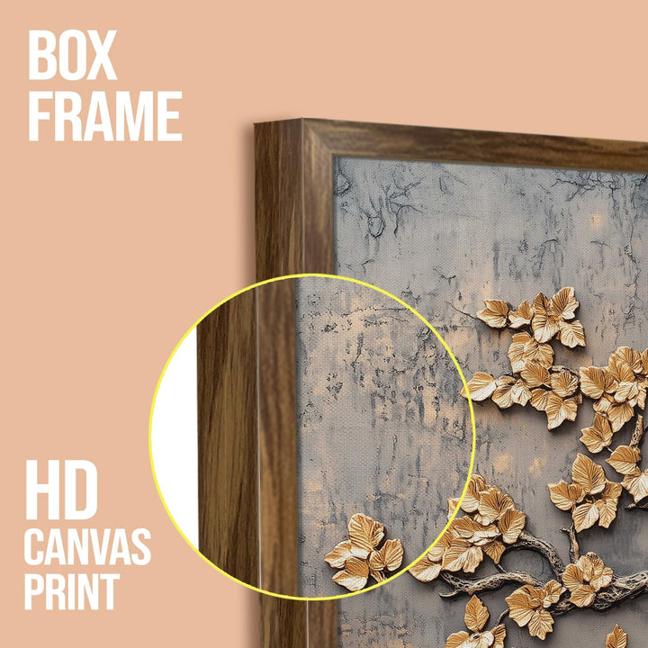 Abstract Golden Lucky Wish tree, HD Canvas Print, Framed, Ready to Hang. (20 In x 30 In) (LWISWA78)