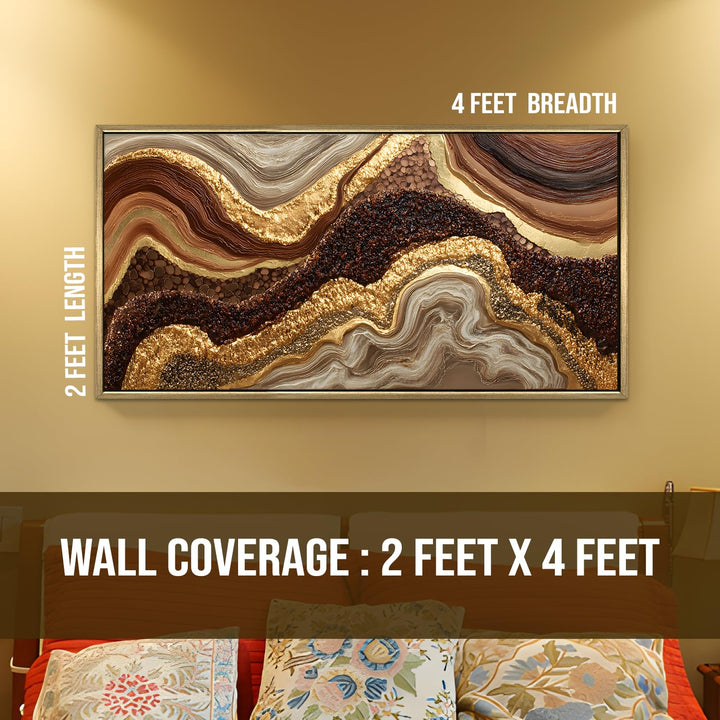 Fluid Abstract Wall Art 24x48 Inch | Golden Floater Frame HD Canvas Print | Ready to Hang (ABSWA134)