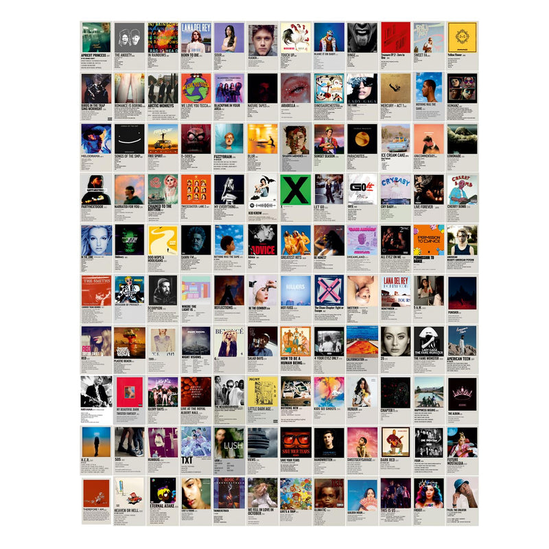 Posters Set of 120 Small Wall Poster Set Wall Collage for Home Decoration Office Decor Size 6 in x 4 inch (MINIMALISTIC ALBUM COVER MUSIC)