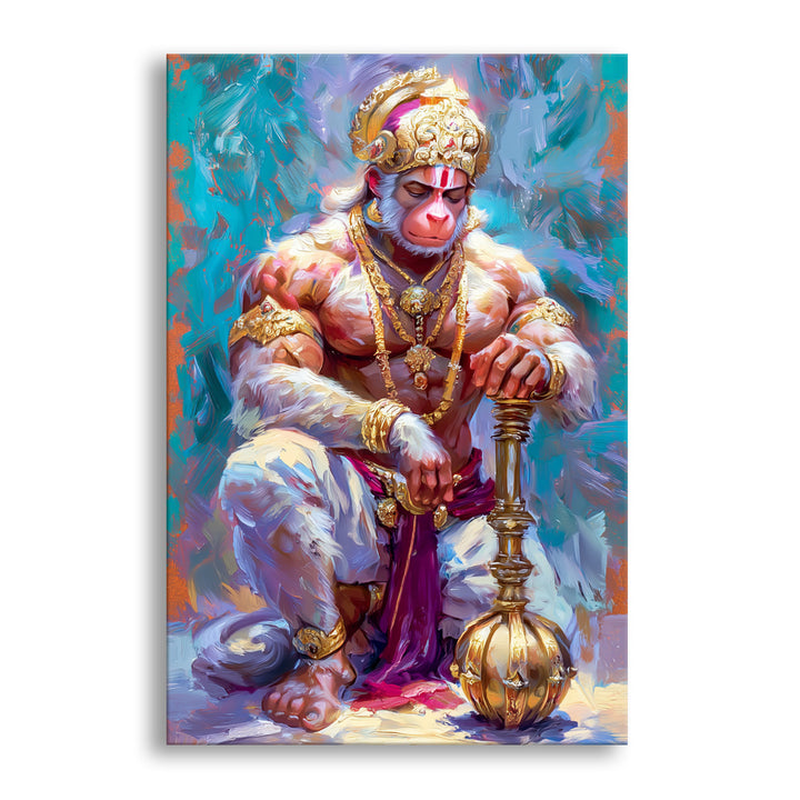 Lord Hanuman Wall Art | HD Canvas Print Gallery Wrap Painting | Ready to Hang | Perfect for Pooja Room & Office Décor | Size: 20x30 Inch (BBWA10)