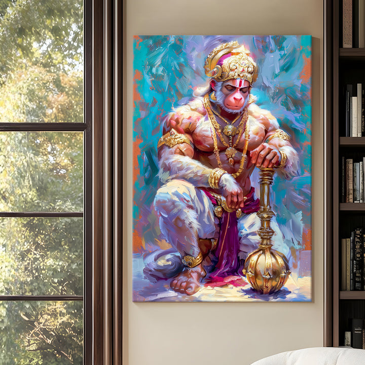 Lord Hanuman Wall Art | HD Canvas Print Gallery Wrap Painting | Ready to Hang | Perfect for Pooja Room & Office Décor | Size: 20x30 Inch (BBWA10)