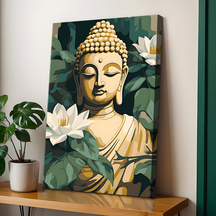 Serene Buddha Meditation Wall Art | HD Canvas Print Gallery Wrap Painting | Ready to Hang | Perfect for Pooja Room & Office Décor | Size: 20x30 Inch (BDWA58)