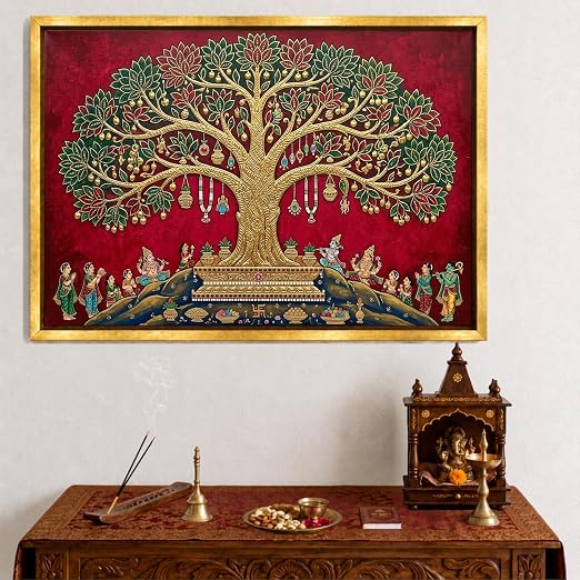 Kalpavriksha Tree Wall Art Painting Framed Canvas (KVGFF-01) – Paper ...