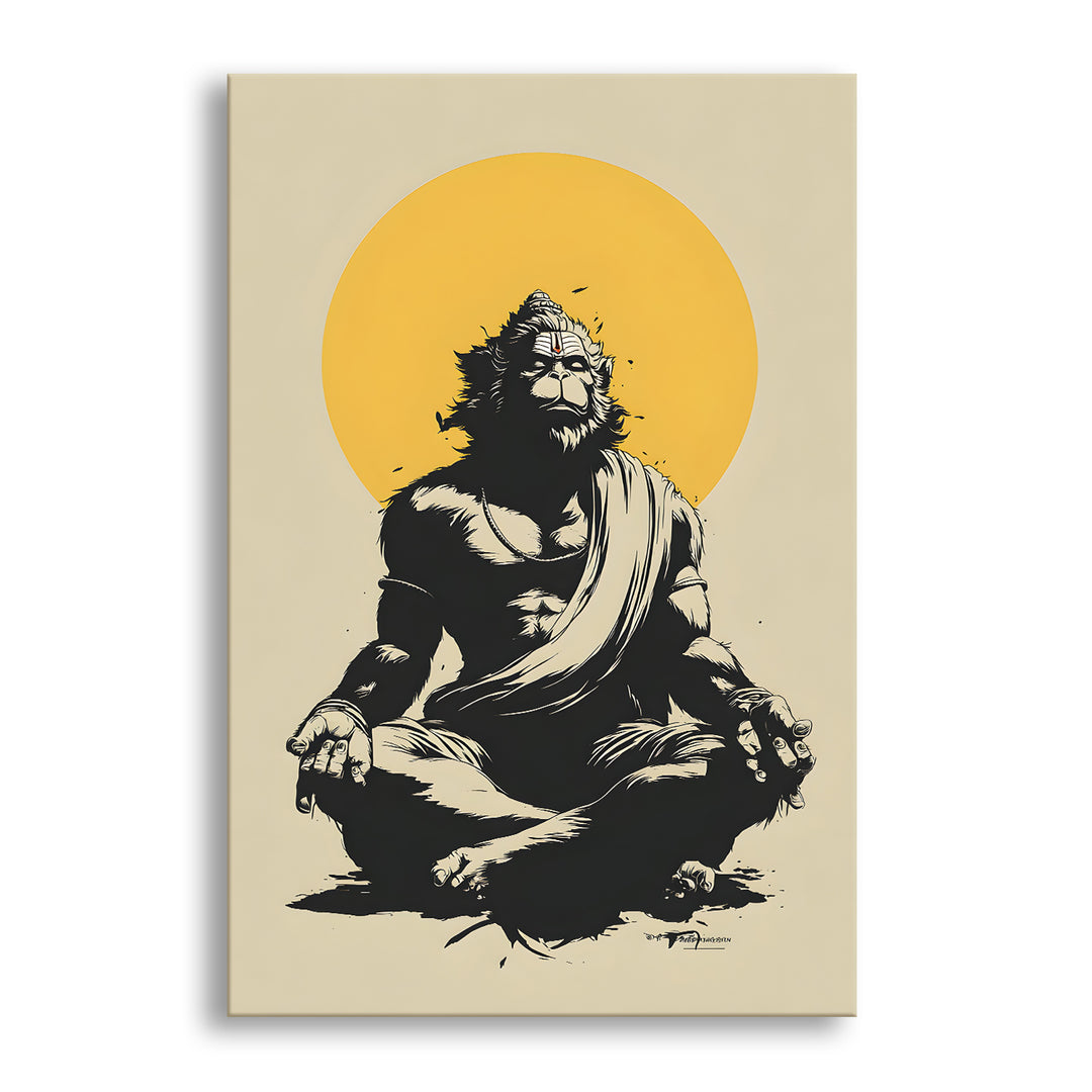Lord Hanuman Wall Art | HD Canvas Print Gallery Wrap Painting | Ready to Hang | Perfect for Pooja Room & Office Décor | Size: 20x30 Inch (BBWA11)