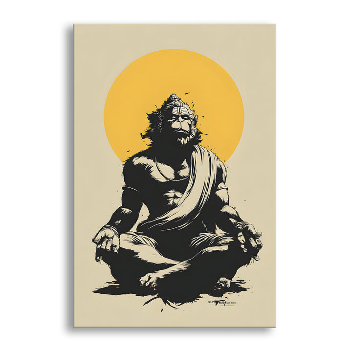 Lord Hanuman Wall Art | HD Canvas Print Gallery Wrap Painting | Ready to Hang | Perfect for Pooja Room & Office Décor | Size: 20x30 Inch (BBWA11)