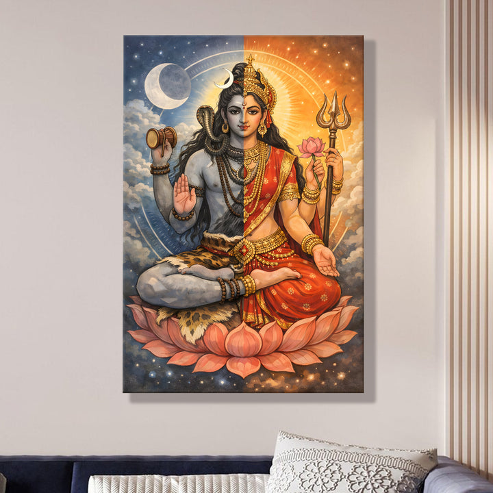 Lord Shiva Wall Art | HD Canvas Print Gallery Wrap Painting | Ready to Hang | Perfect for Pooja Room & Office Décor | Size: 20x30 Inch (SHWA10)