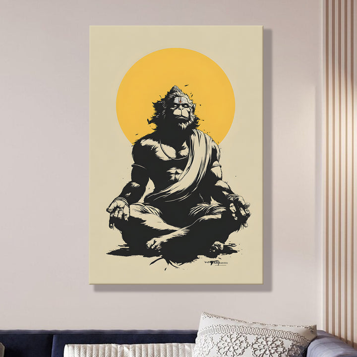 Lord Hanuman Wall Art | HD Canvas Print Gallery Wrap Painting | Ready to Hang | Perfect for Pooja Room & Office Décor | Size: 20x30 Inch (BBWA11)