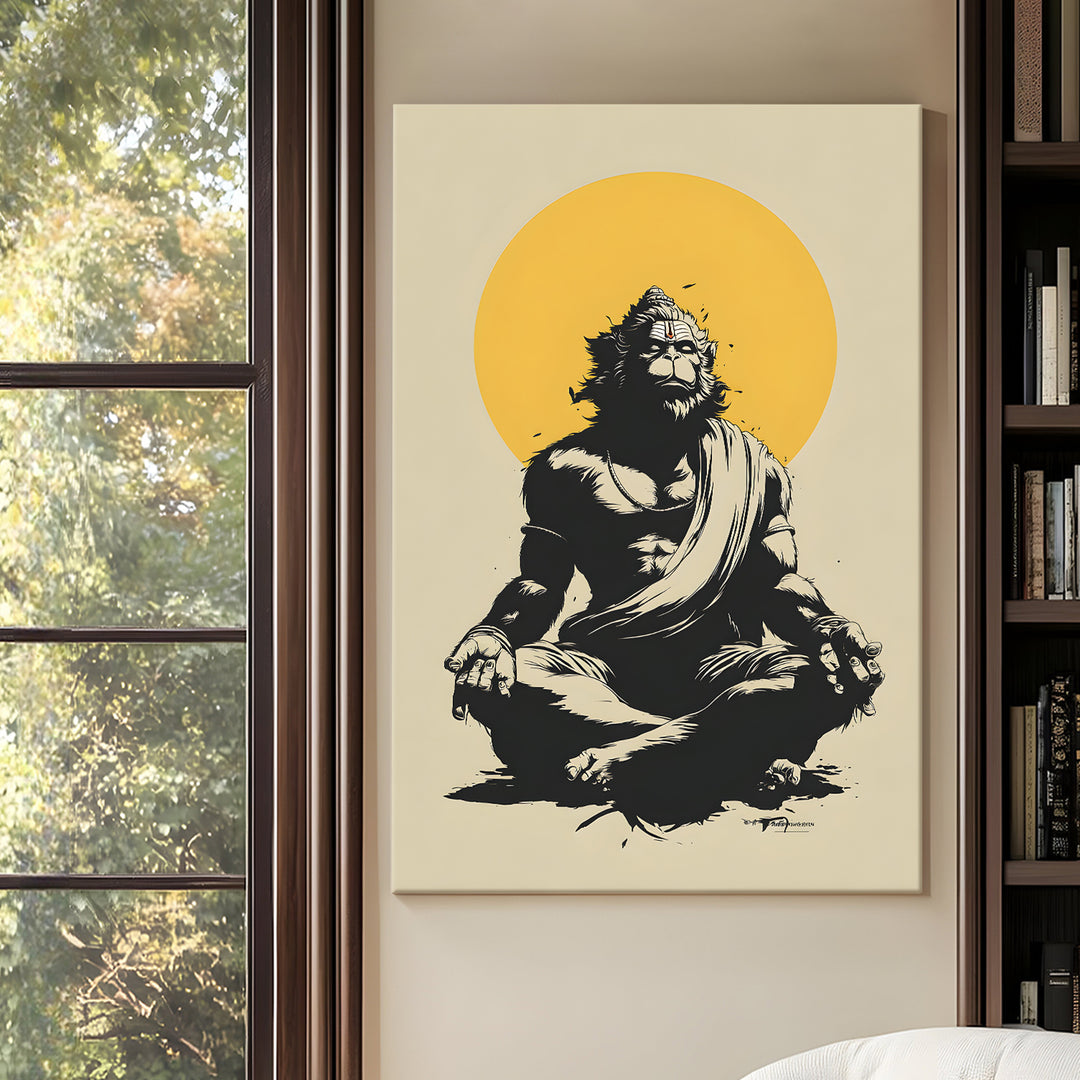 Lord Hanuman Wall Art | HD Canvas Print Gallery Wrap Painting | Ready to Hang | Perfect for Pooja Room & Office Décor | Size: 20x30 Inch (BBWA11)