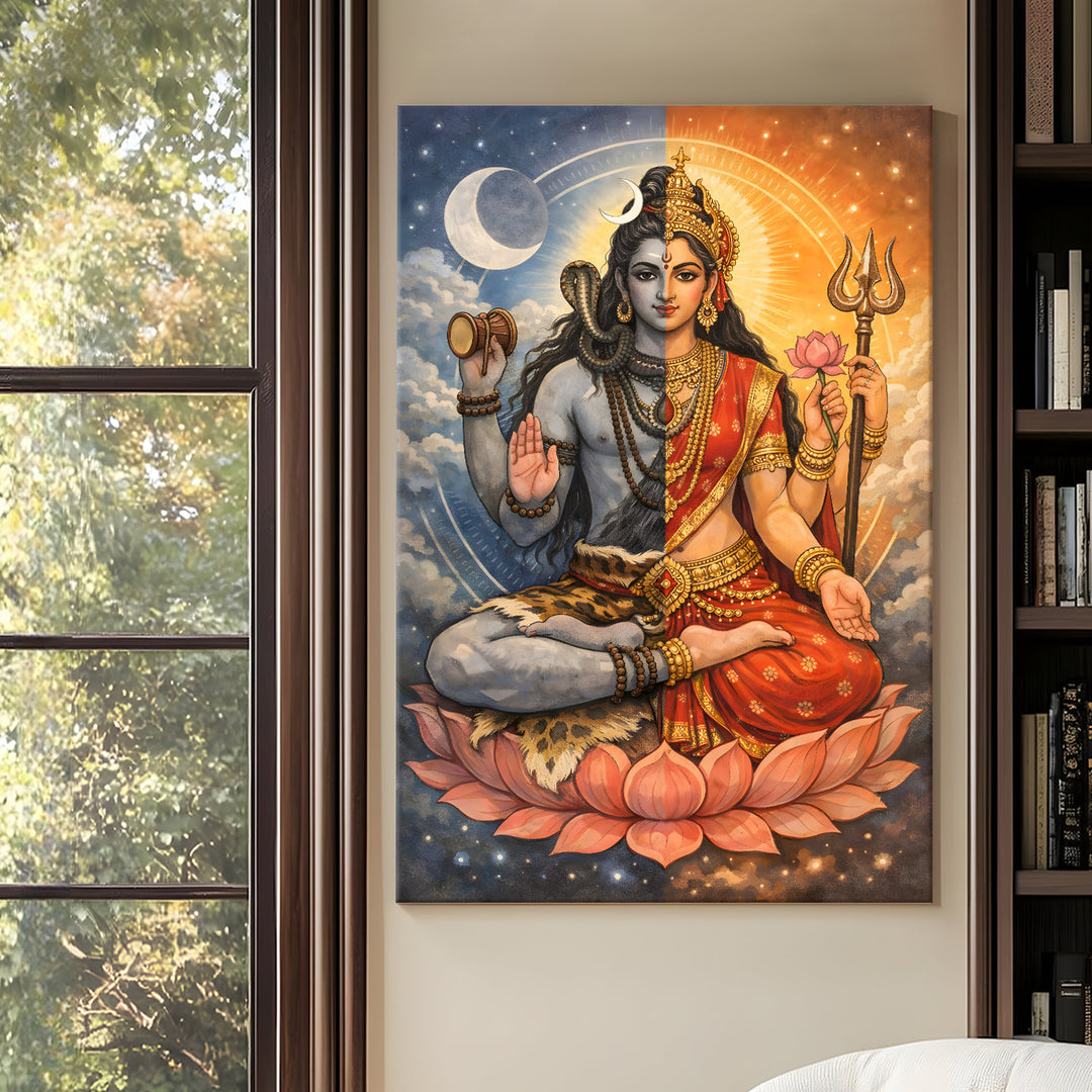 Lord Shiva Wall Art | HD Canvas Print Gallery Wrap Painting | Ready to Hang | Perfect for Pooja Room & Office Décor | Size: 20x30 Inch (SHWA10)