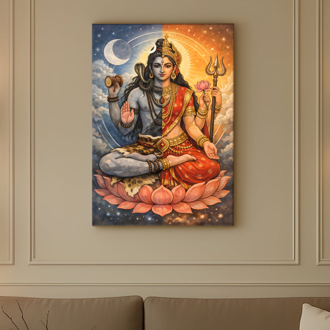 Lord Shiva Wall Art | HD Canvas Print Gallery Wrap Painting | Ready to Hang | Perfect for Pooja Room & Office Décor | Size: 20x30 Inch (SHWA10)