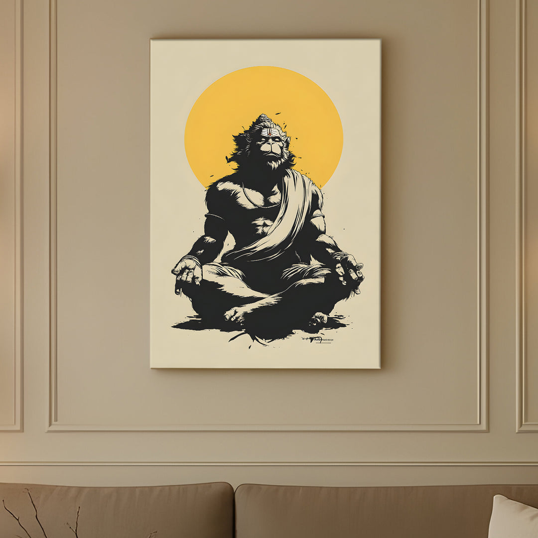 Lord Hanuman Wall Art | HD Canvas Print Gallery Wrap Painting | Ready to Hang | Perfect for Pooja Room & Office Décor | Size: 20x30 Inch (BBWA11)