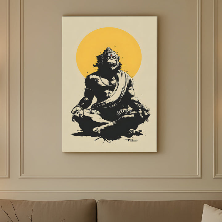 Lord Hanuman Wall Art | HD Canvas Print Gallery Wrap Painting | Ready to Hang | Perfect for Pooja Room & Office Décor | Size: 20x30 Inch (BBWA11)