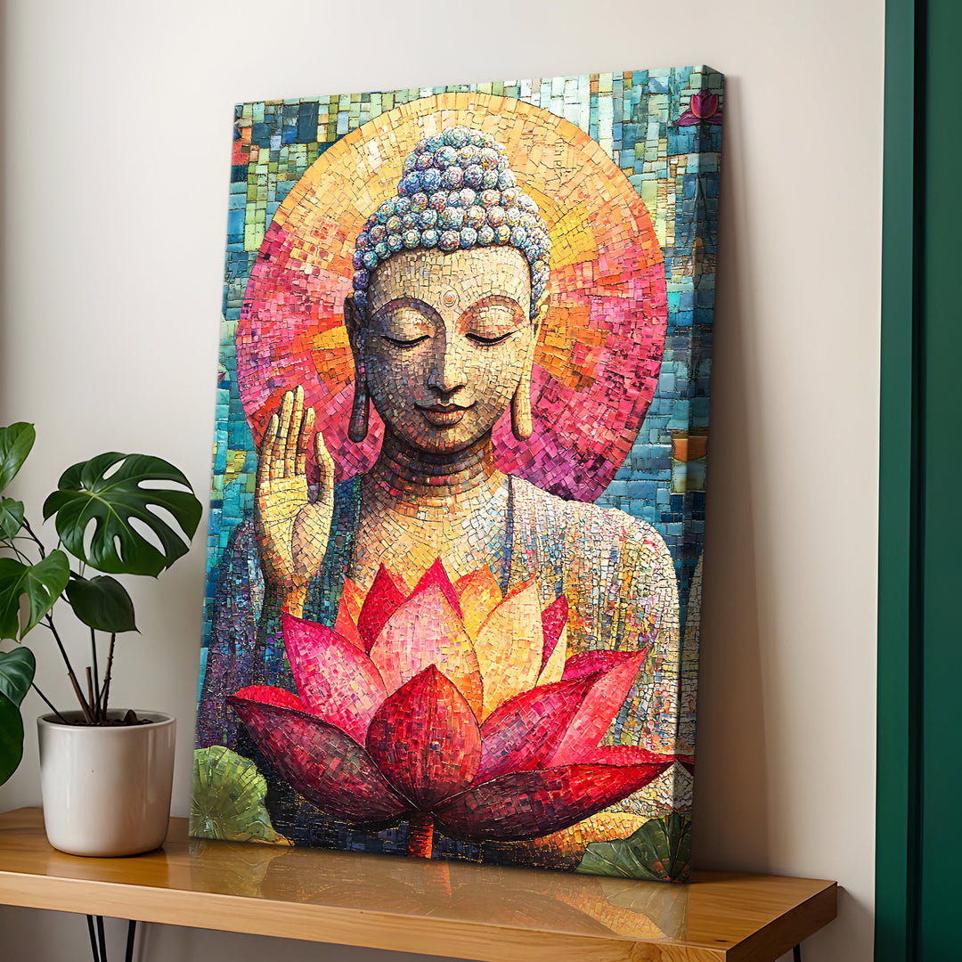 Serene Buddha Meditation Wall Art | HD Canvas Print Gallery Wrap Painting | Ready to Hang | Perfect for Pooja Room & Office Décor | Size: 20x30 Inch (BDWA59)