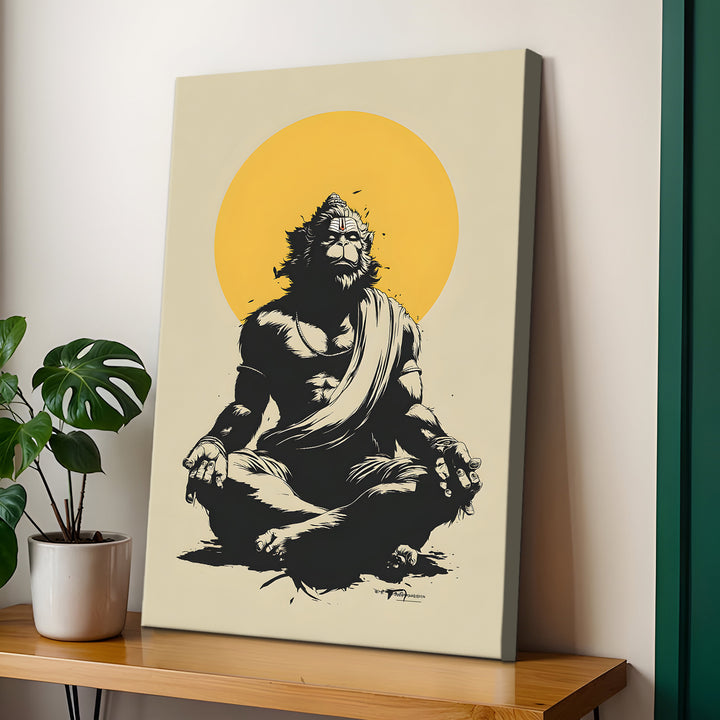 Lord Hanuman Wall Art | HD Canvas Print Gallery Wrap Painting | Ready to Hang | Perfect for Pooja Room & Office Décor | Size: 20x30 Inch (BBWA11)