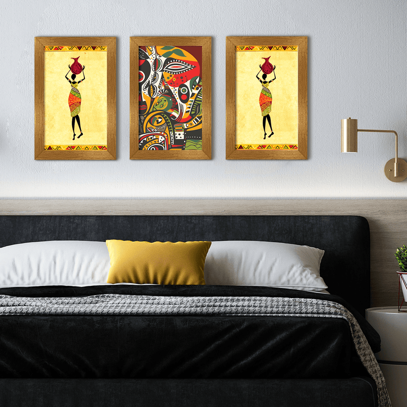 Abstract African Canvas Painting Framed For Living Room and Hotels