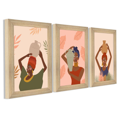 Africa Women silhouettes Wall Art Canvas Painting Framed For Living Room 