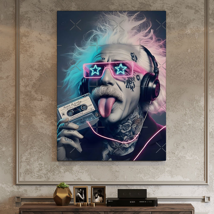 Electric Einstein Wall Art Painting, HD Canvas Print, Framed, Ready to Hang. (POMWA299)