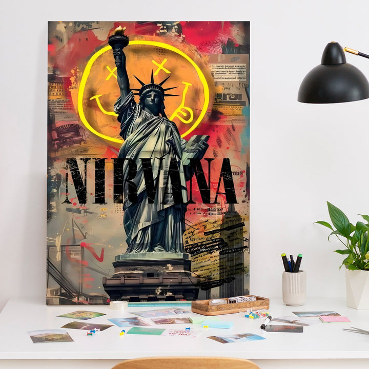 Grunge Liberty Wall Art Painting, HD Canvas Print, Framed, Ready to Hang. (POMWA267)
