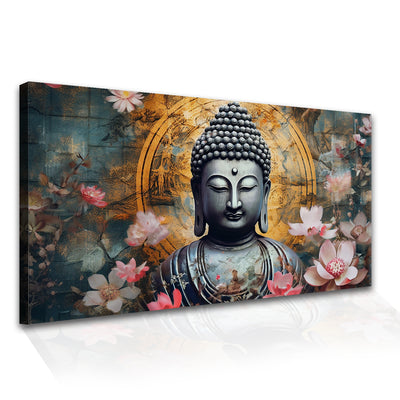 Lord Buddha Canvas Painting For Home Decor, Office walls and Hotels, Resorts Wall Decoration 24 inch x 48 inch (BDWA15)