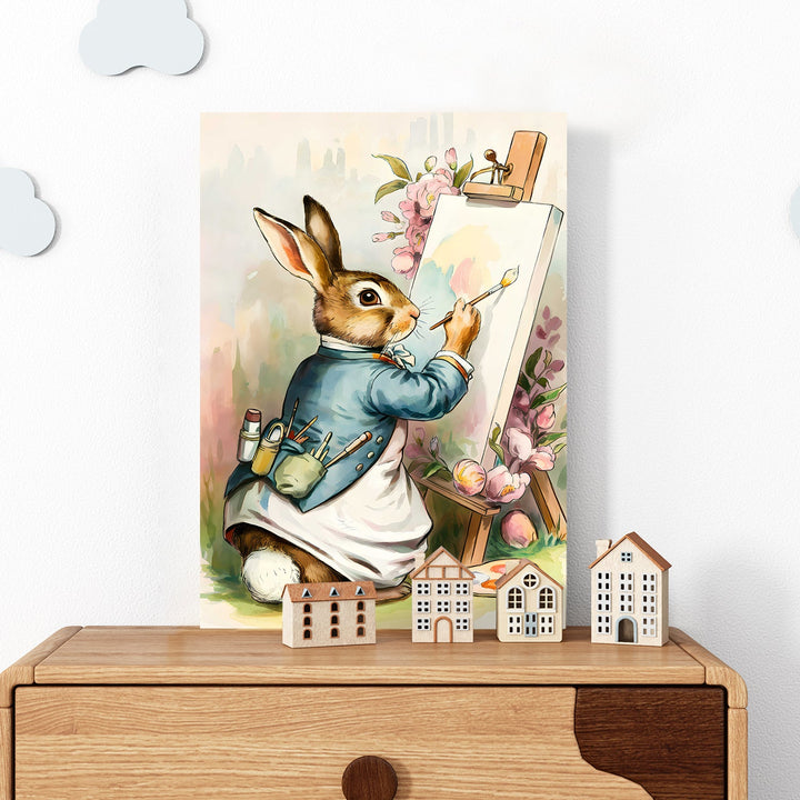 The Gentlebrush Bunny Wall Art Painting, HD Canvas Print, Framed, Ready to Hang. (STOWA108)