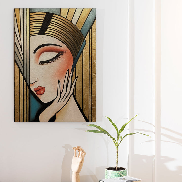 Gilded Serenity Wall Art Painting, HD Canvas Print, Framed, Ready to Hang. (ABMWA77)