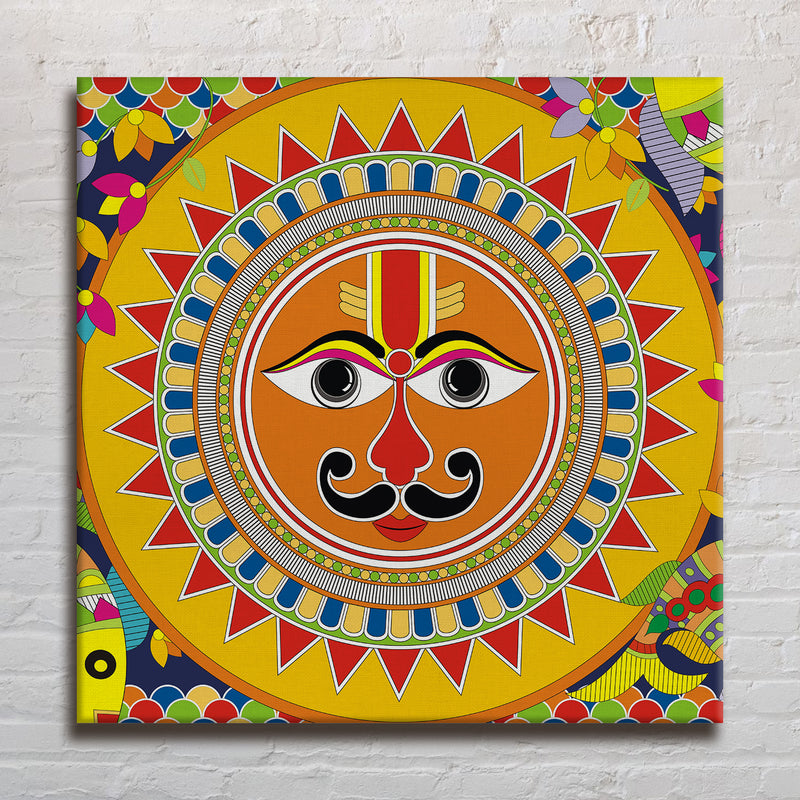 Madhubani Sun Canvas Painting
