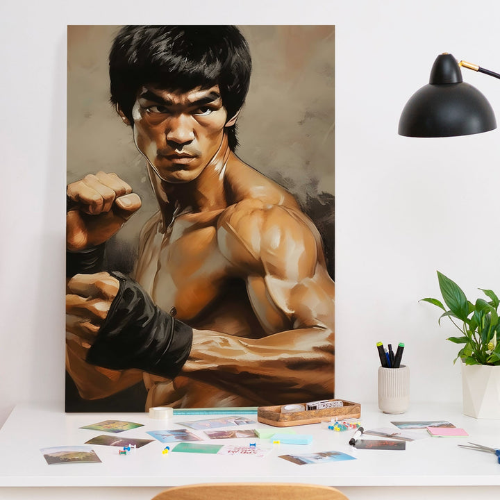 Martial Legend – Bruce Lee Inspired Hyper-Realistic Wall Art, HD Canvas Print, Framed, Ready to Hang. (POMWA334)