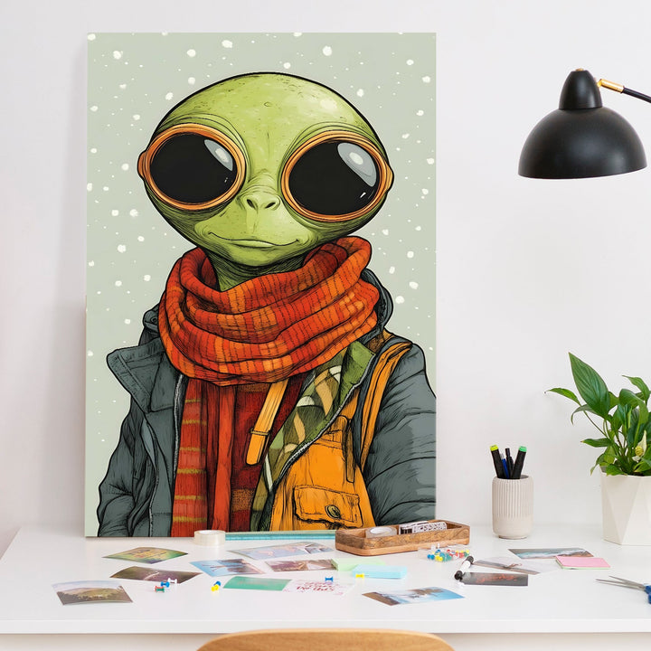 Alien Hipster Diaries Wall Art Painting, HD Canvas Print, Framed, Ready to Hang. (POMWA304)