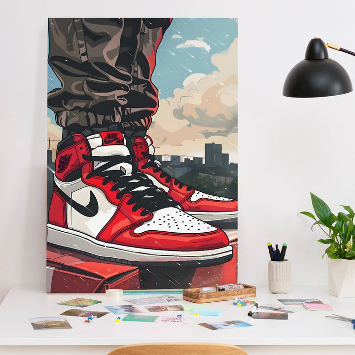 Rooftop Kicks – Urban Sneaker Wall Art, HD Canvas Print, Framed, Ready to Hang. (POMWA329)