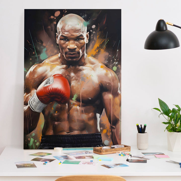 Boxing Legend - Powerful Portrait of a Fighter with Red Gloves Wall Art, HD Canvas Print, Framed, Ready to Hang. (POMWA344)