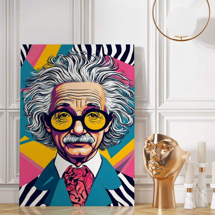 Einstein Unplugged Wall Art Painting, HD Canvas Print, Framed, Ready to Hang. (POMWA276)
