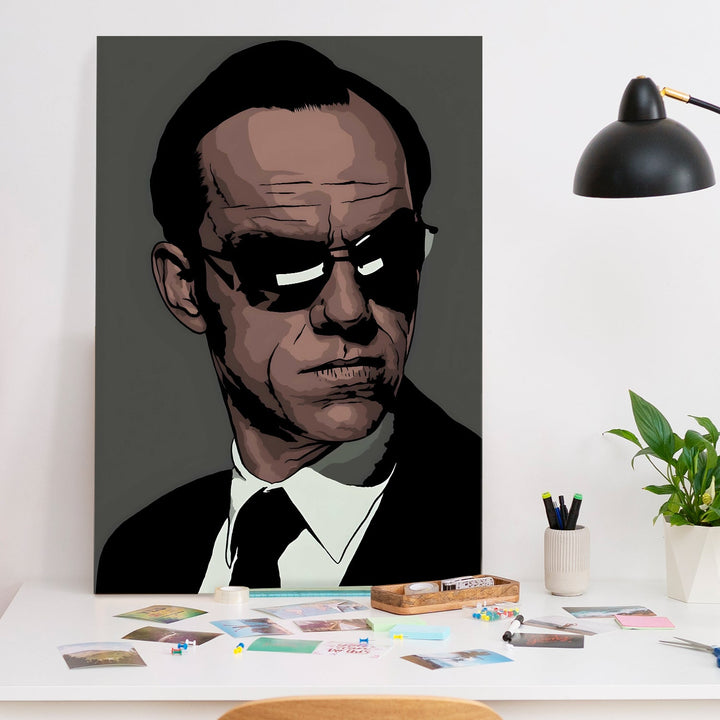 Agent-Inspired Minimalist Portrait Wall Art, HD Canvas Print, Framed, Ready to Hang. (POMWA345)