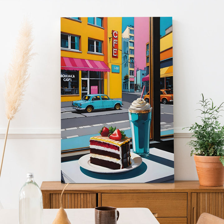 Café Corner Nostalgia Wall Art Painting, HD Canvas Print, Framed, Ready to Hang. (POMWA308)