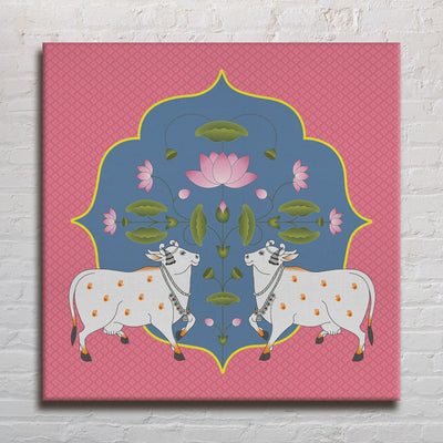 Indian Traditional Pichwai Wall Art Canvas Painting For Home Decor