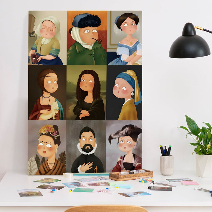 Mini Mona & Friends Wall Art Painting, HD Canvas Print, Framed, Ready to Hang. (POMWA300)
