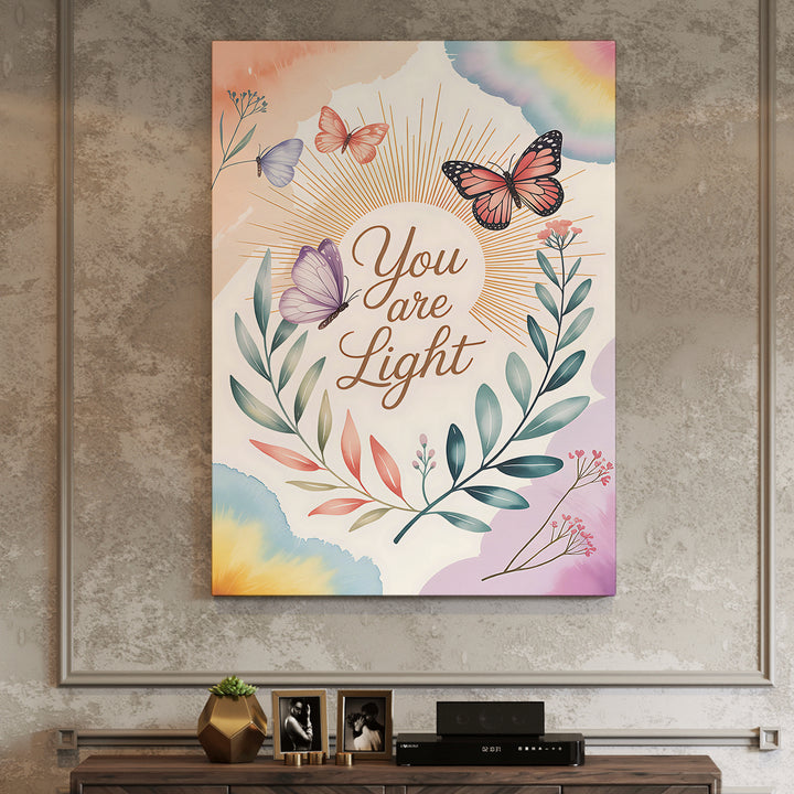 "You Are Light" Boho Motivational Wrapped Canvas HD Print (BOHO_WA_038)