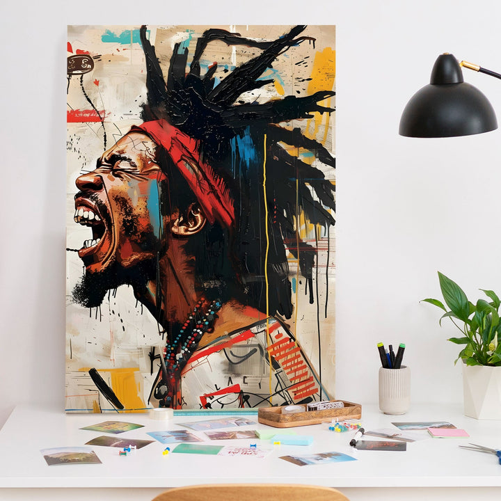 Soul in Motion – Afro Expressionist Portrait Wall Art, HD Canvas Print, Framed, Ready to Hang. (POMWA338)