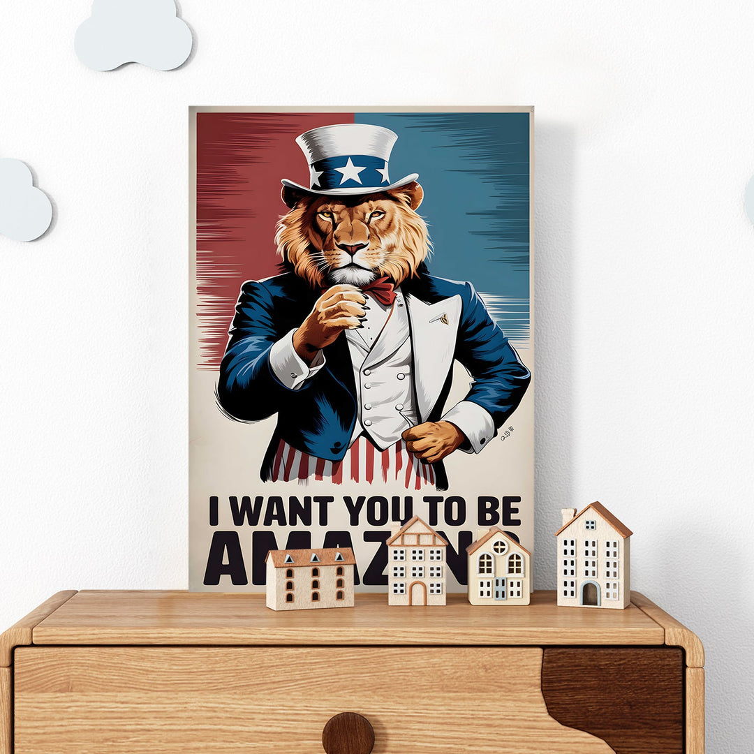 Fearless Pursuit Wall Art Painting, HD Canvas Print, Framed, Ready to Hang. (POMWA110)