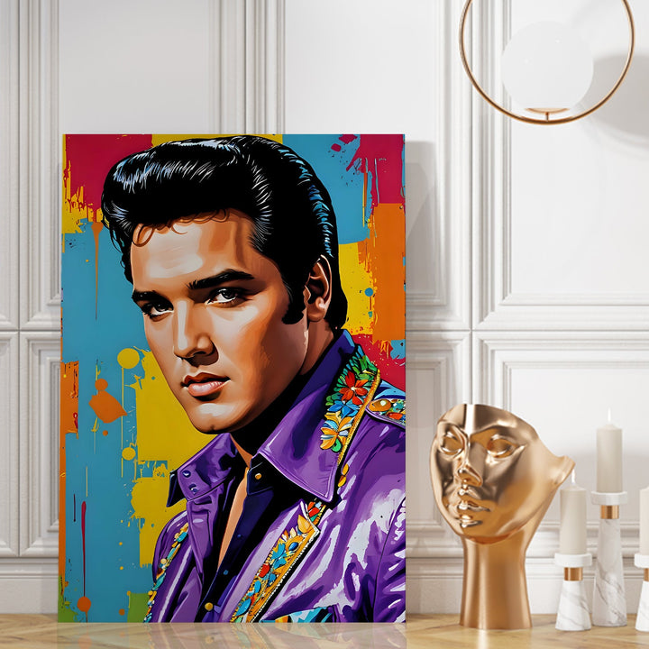 Purple Rhythm – Elvis in Pop Wall Art Painting, HD Canvas Print, Framed, Ready to Hang. (POMWA316)