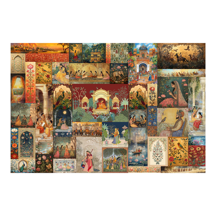 Royal Miniature India Collage Wall Art – Traditional Mughal & Rajasthani Heritage Wall Décor (PATCH009)