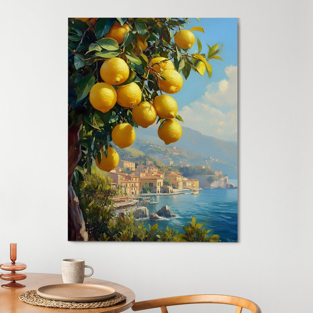 Citrus Coastline Charm Wall Art Painting, HD Canvas Print, Framed, Ready to Hang. (POMWA59)