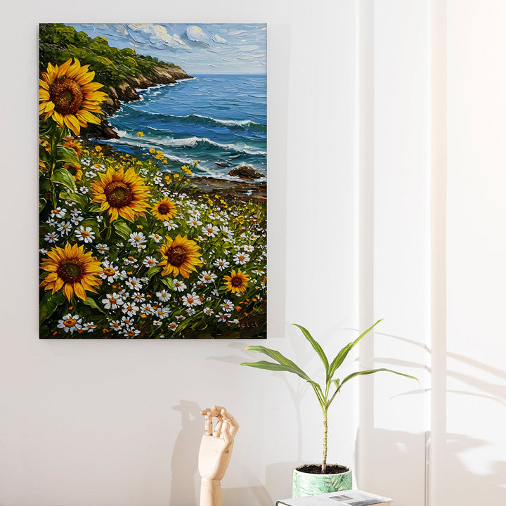 Vibrant Ocean Bloom Wall Art Painting, HD Canvas Print, Framed, Ready to Hang. (FLWA53)