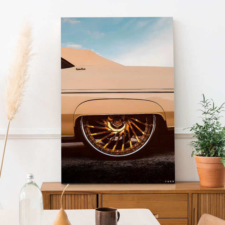 Gold-Spoked Glory Wall Art Painting, HD Canvas Print, Framed, Ready to Hang. (VINWA151)