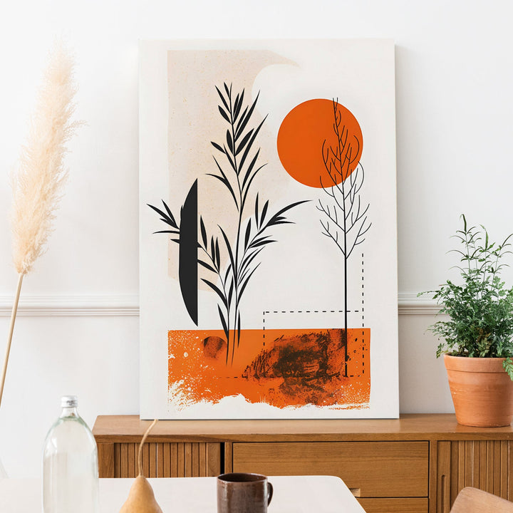 Terracotta Leaves Wall Art Painting, HD Canvas Print, Framed, Ready to Hang. (POMWA196)