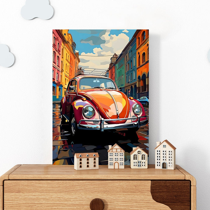 Retro Car Wall Art Painting, HD Canvas Print, Framed, Ready to Hang. (POMWA221)